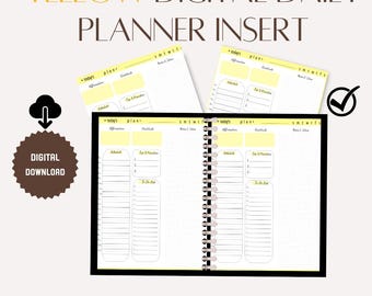Yellow Daily Planner Insert: GoodNotes Productivity Schedule (Digital Download)