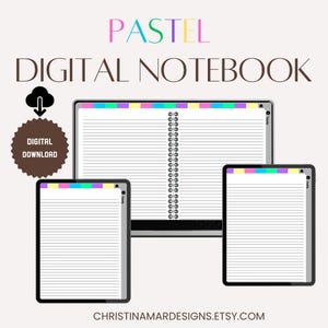 Pastel Digital Hyperlinked Notebook, Goodnotes Notebook, digital journal Goodnotes, digital organizer, digital notebook notability, iPad