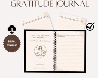 30-Day Gratitude Journal for Beginners: Guided Prompts (Digital Download)