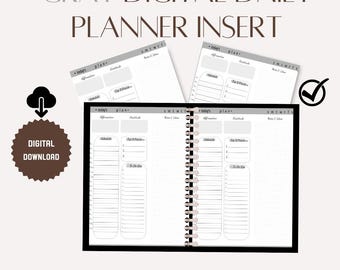 Gray Daily Digital Planner Insert: Schedule & Gratitude (PDF)