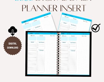 Blue Daily Planner Insert: GoodNotes Productivity Schedule (PDF)
