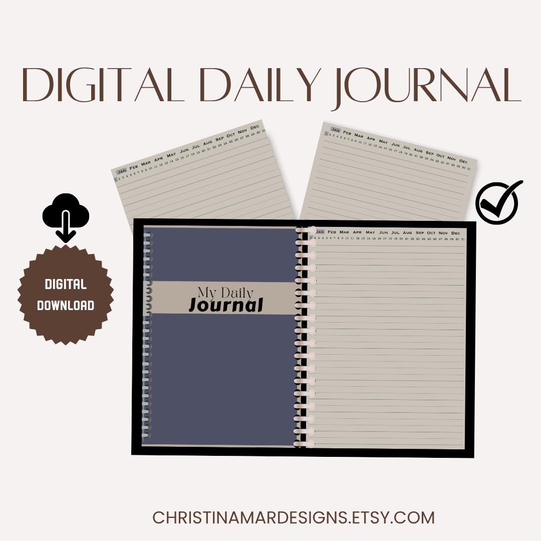 Hyperlinked Digital Daily Journal: Minimalist Goodnotes, Notability ...