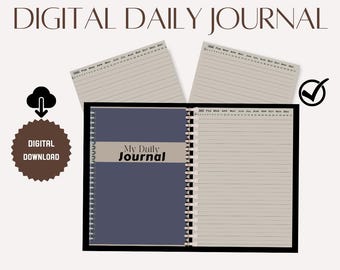 Hyperlinked Digital Daily Journal: Minimalist Goodnotes, Notability (PDF Download)