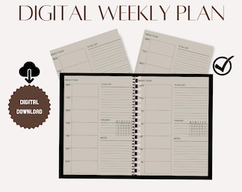 Digital Weekly Planner Insert: Goodnotes iPad Journal (PDF)