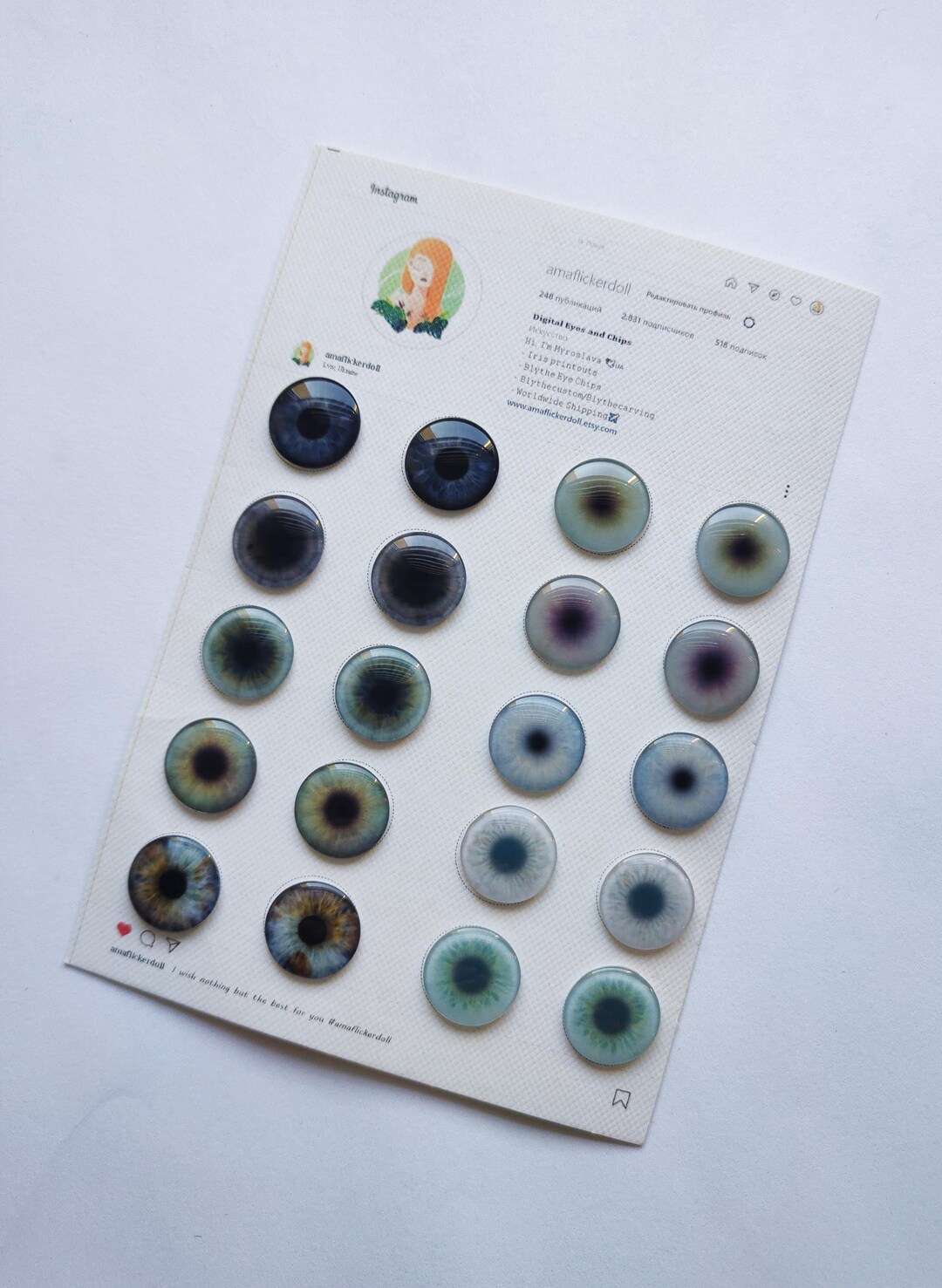 MIX Set Eye Chips for Blythe / Blythe Eye Chips / 10 Pairs Custom ...