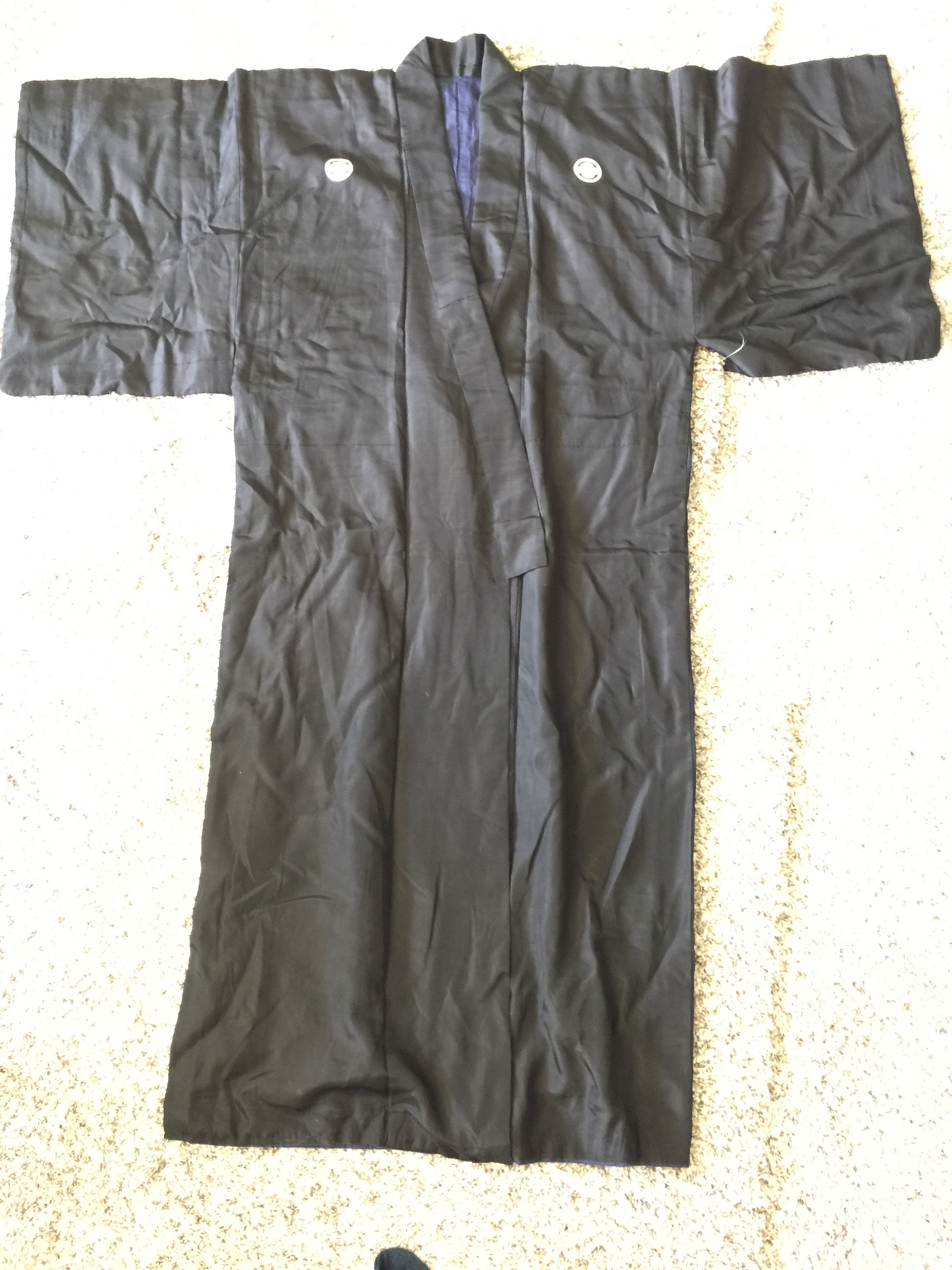 Black Silk Japanese Kimono Outer Robe Etsy