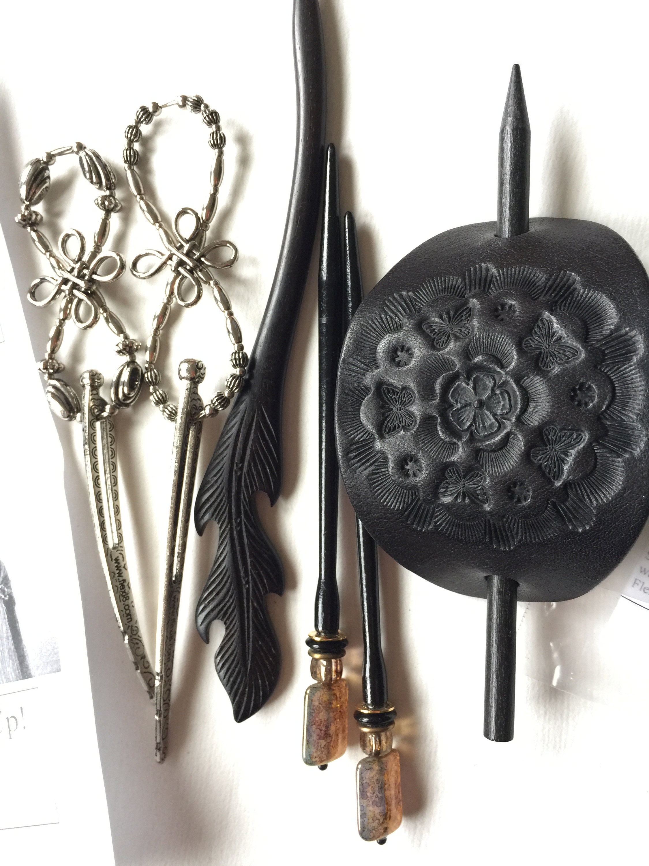 6 hair bun holders and sticks Etsy