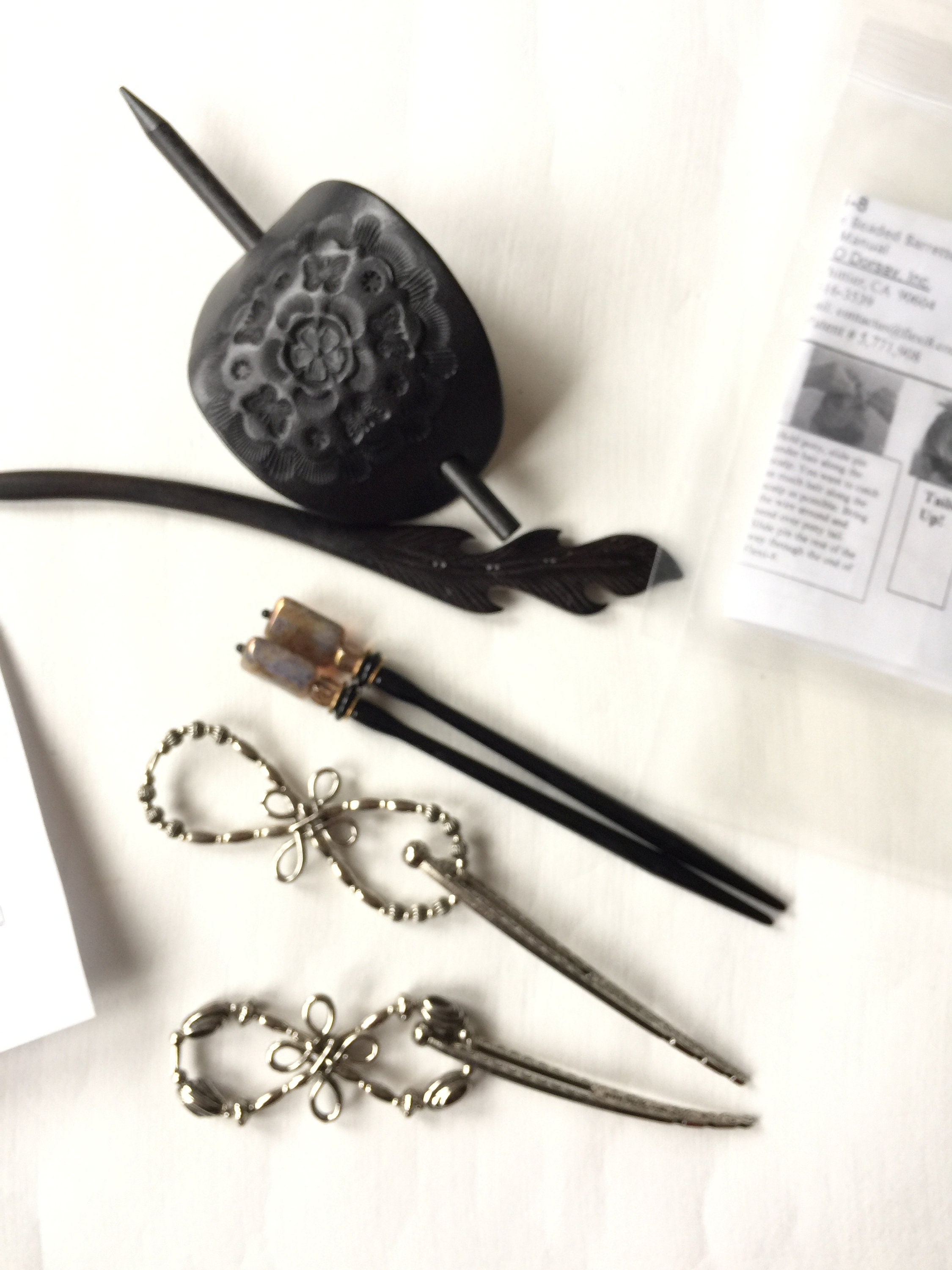 6 hair bun holders and sticks Etsy