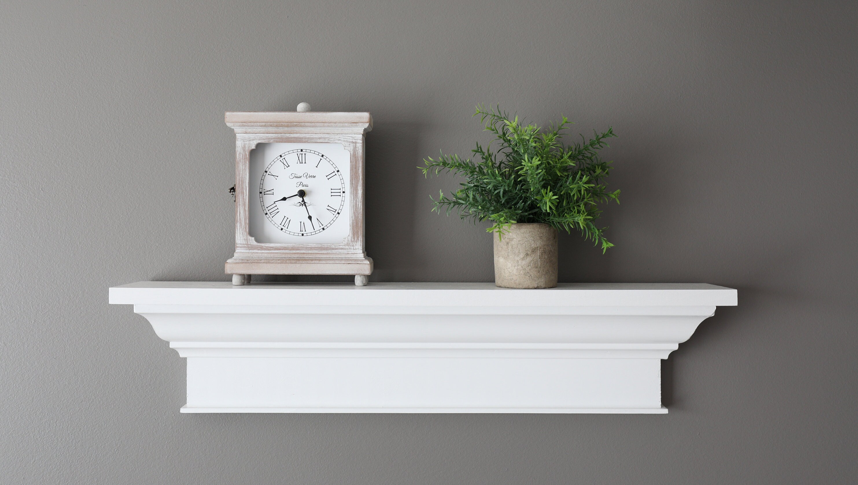 Floating White Shelf With Crown Molding Wall Shelves Etsy