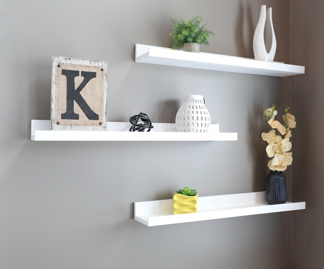 Floating Wall Shelf Floating White Shelves Custom Picture Etsy