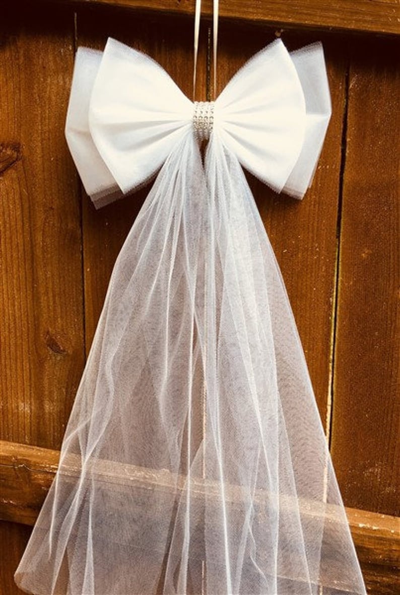 Wedding Pew Bows White Tulle Pew Bow Aisle Decor Bridal | Etsy