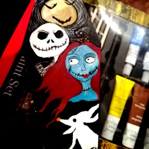 Jack and Sally hand painted coffin jewelery box