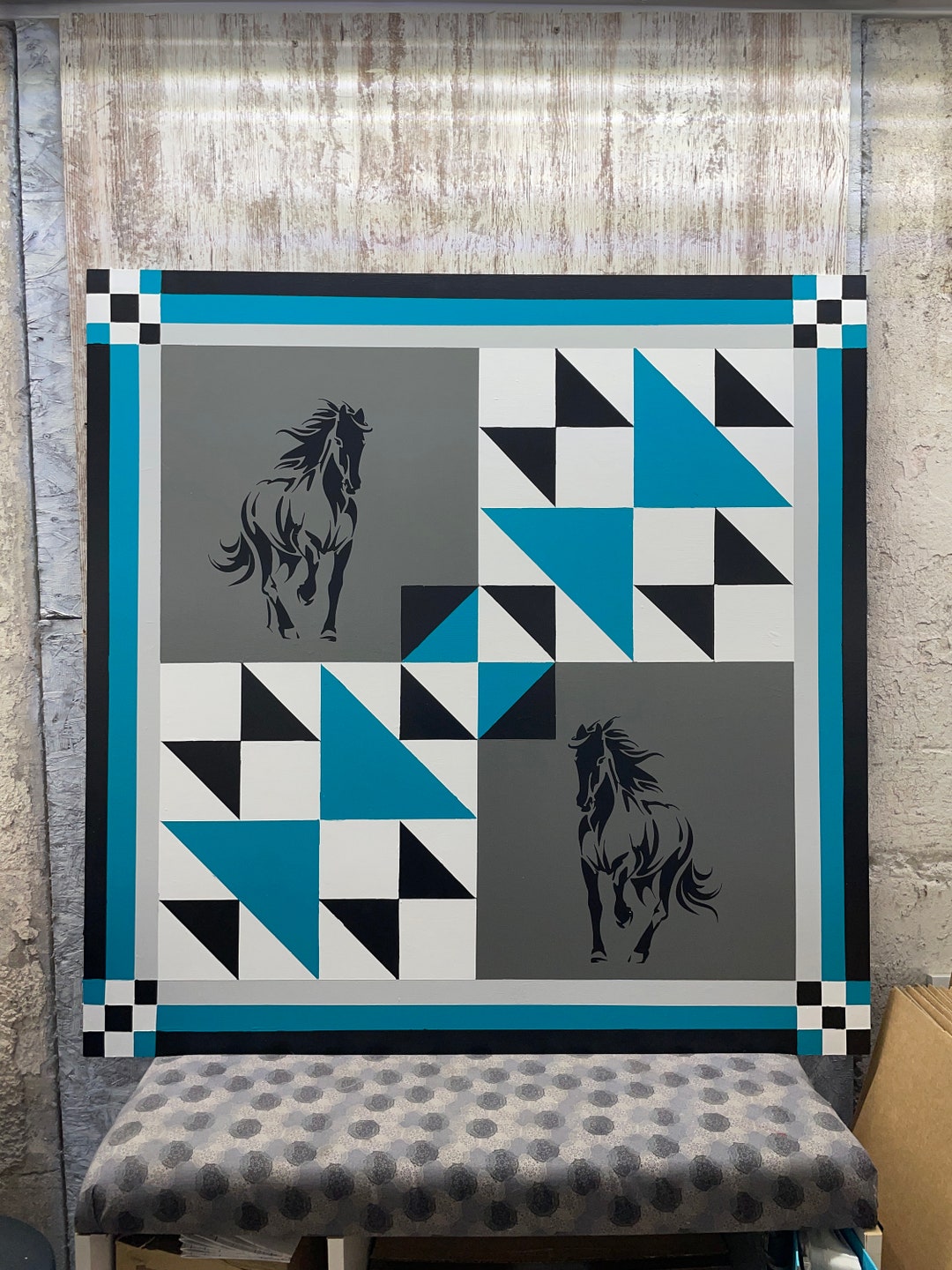 Horse Barn Quilt, Handmade, Barn Quilt, Customizable, MDO, Exterior Paint, Barn Quilt Outside