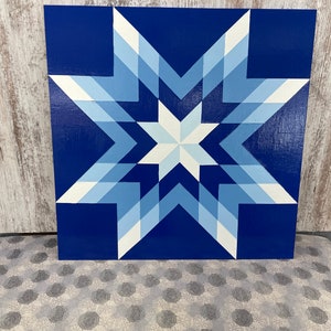 Handmade Blue Star Barn Quilt: Outdoor Wood Wall Art