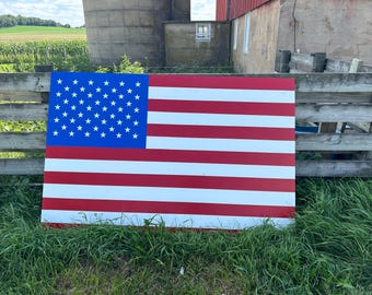 Custom Large American Flag Barn Quilt: Hand-Painted Outdoor Flag