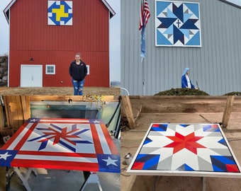 Custom Large Barn Quilt, Handmade, Outdoor/Indoor, MDO, Exterior paint, You pick design/colors, Customizable, Barn Quilt outside, Barn Quilt
