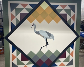 Handmade Sandhill Crane Barn Quilt: Customizable Outdoor Decor