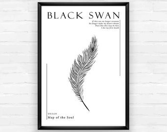 BTS Aesthetic Minimalist Print - Schwarzer Schwan (digitaler Download)