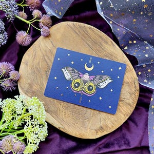 Ansichtkaart Moth Foil - kaart met bladgoud, cadeau, kunstafdruk, wenskaart