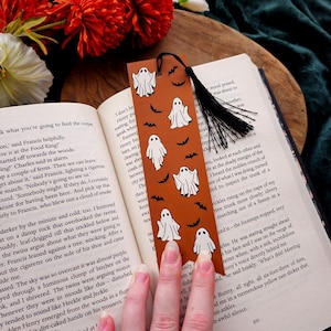 Bladwijzer Halloween Ghosts - bladwijzer met kwastje, cadeau voor boekenliefhebber, kunstbladwijzer