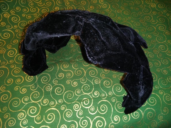 Mid Century Black Velvet Half Hat