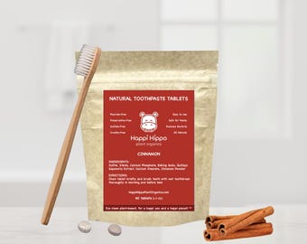 Pastillas de pasta dental con canela y sin flúor (60 pastillas), pasta dental natural, sin toxinas