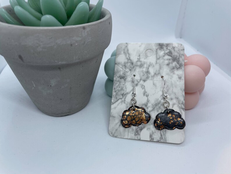 Silver Jewellery Black Silver Handmade Earrings White Gold Women/'s Jewellery Cloud Drop Polymer Clay Earrings Grey Copper