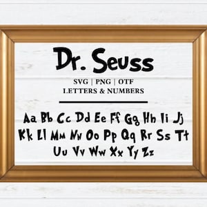 Arquivo SVG OTF da fonte Dr. Seuss para Cricut Design Space Cutting | Imagens de texto de fonte divertida | Gato no chapéu Grinch | Alfabeto Dr. Seuss | Arquivo de corte