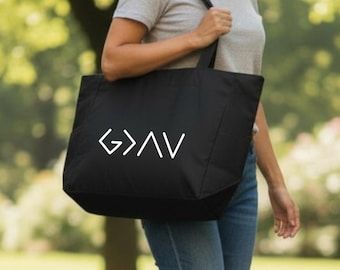 Personalized God is Greater Than the Highs and Lows Tote Bag | Bible Verse Gift for Women | Custom Tote Bag for Church