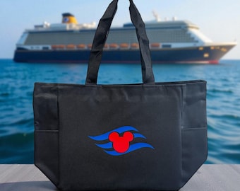 Bolso de mano personalizado para cruceros Disney con cremallera o bolsillos / Regalo para quienes deseen viajar con amigos en Disney Cruise Line / Bolso de viaje para vacaciones familiares (uso diario)