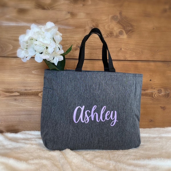 Personalized Wedding Tote Bag with Pockets | Custom Maid of Honor Gifts | Personalized Bridesmaid Totes | Bridal Party Matching Tote Bags