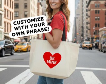 Personalized Tote Bag for Valentine's Day | Candy Heart Gift | Valentine's Day Gift For Her | Personalized Gift for Women