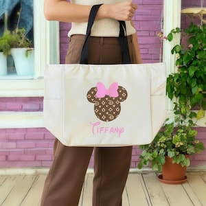 Personalized Disney Tote Bag with Zipper | Minnie Mouse Zipper Tote Bag for Vacation | DCL Fish Extender Gift