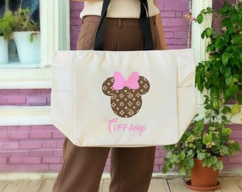 Personalized Disney Tote Bag with Zipper | Minnie Mouse Zipper Tote Bag for Vacation | DCL Fish Extender Gift