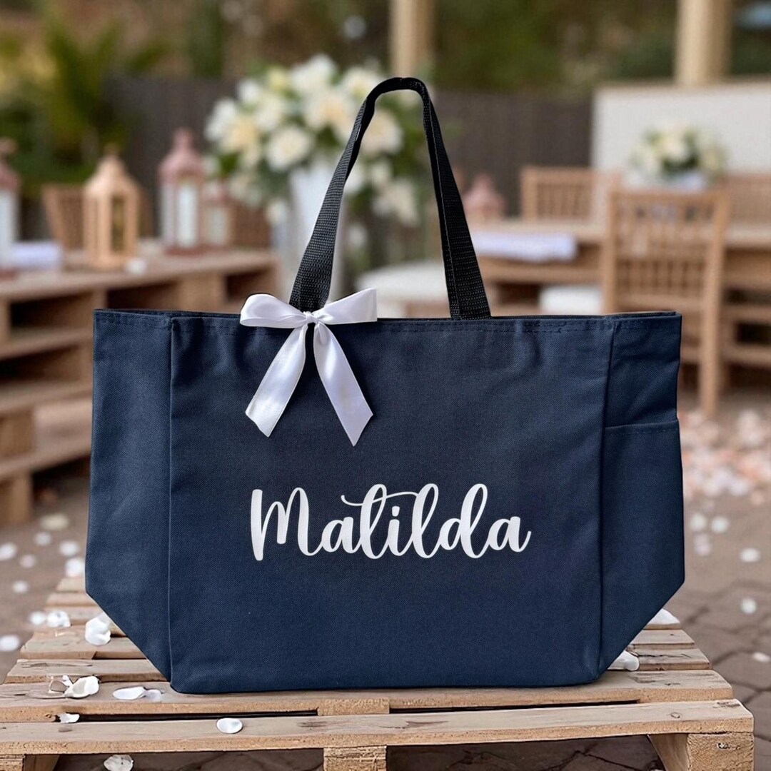 Personalized Bridesmaid Tote Bag | Custom Wedding Gift | Canvas Tote ...