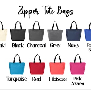 Personalized Zipper Tote Bag with Name for Teacher Gift | Tote Bag with Side Pockets for Everyday image 2