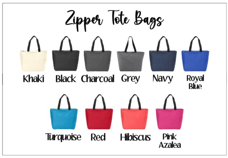Personalized Zipper Tote Bag with Name for Teacher Gift | Tote Bag with Side Pockets for Everyday image 2