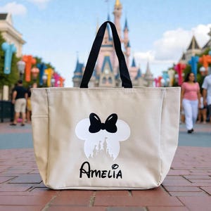 Personalized Disney Tote Bag with Zipper or Pockets | Disney Vacation Tote Bags for Travel | Magic Kingdom Weekender Bag | Pixie Dust Gift