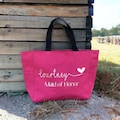 Personalized Zipper Tote Bag | Canvas Bridesmaids Tote Bags | Custom Bachelorette Bridal Party Gift | Girls Trip Vacation | Holiday Gift