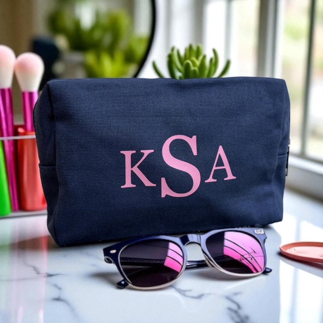 Personalized Monogram Cosmetic Pouch | Custom Name Makeup Bag for ...