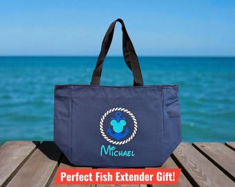Personalized Disney Tote Bag with Zipper or Pockets | Disney Cruise Bag for Fish Extender Gift | Family Vacation Trip