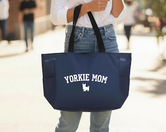 Personalized Yorkie Mom Zipper Tote Bag | Dog Lover Gift for Yorkshire Terrier