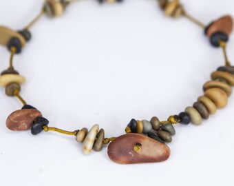 Bracelet made of selected pebbles. Summer jewelry made of rare natural sea stone finds.  Friendship gift. Gift for her.