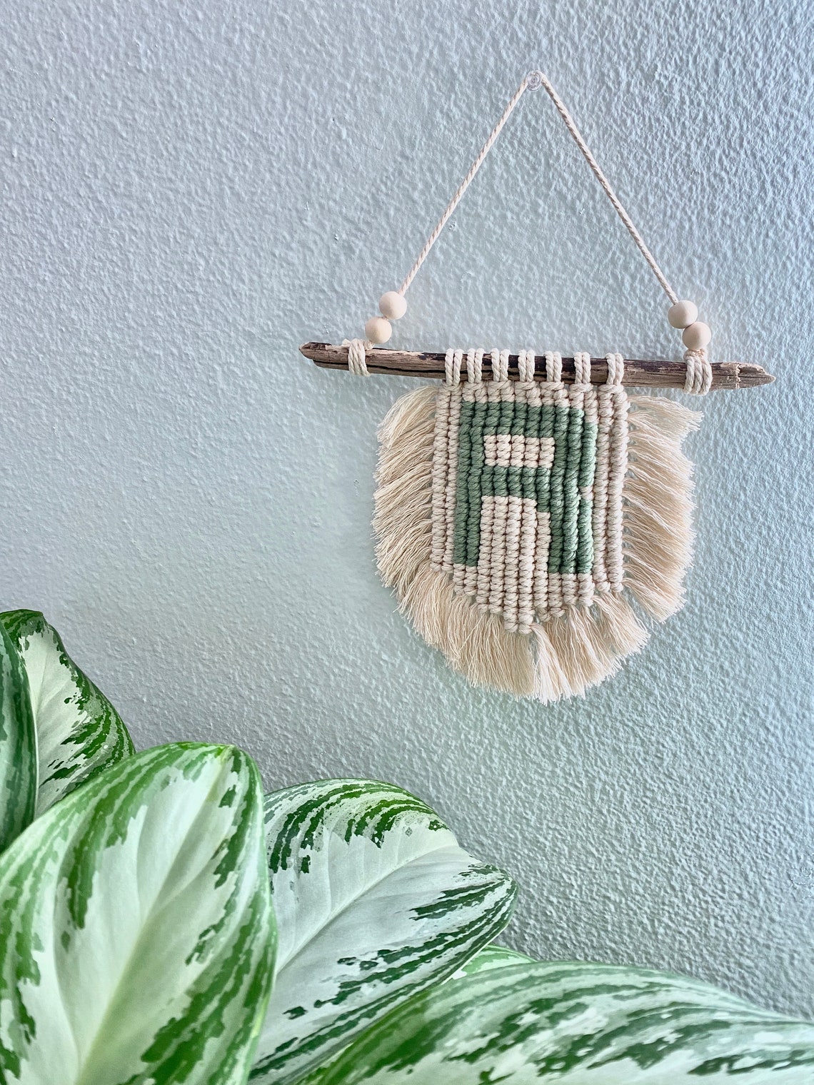 Macrame letter tapestry / Wood Branch Wall Hanging / Customize Etsy