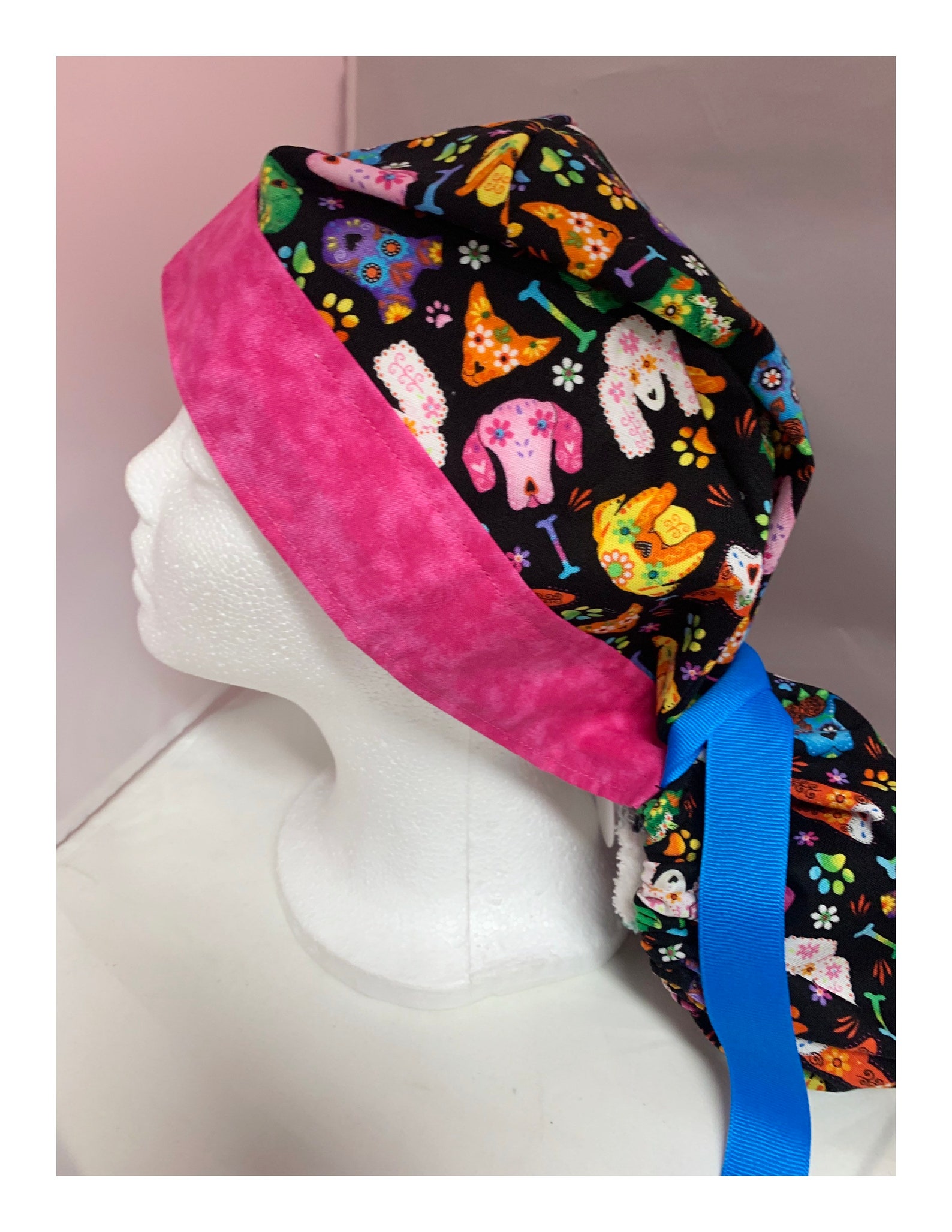 Colorful dogs hats scrub hats nurse caps pony tail hats Etsy