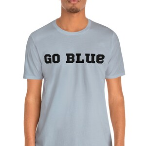Ultimate &#39;GO BLUE&#39; College Football Game-Day Tee - Unisex Cotton Jersey T-Shirt - Perfect for Tailgating & Alumni