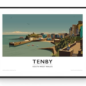 Tenby, Pembrokeshire, South West Wales. Vintage Travel Poster.