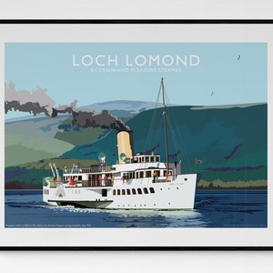 Maid Of The Loch, Loch Lomond, Escocia. Cartel de viaje antiguo.