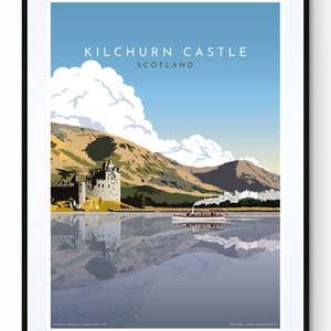 Kilchurn Castle, Loch Awe, Scotland. Vintage Travel Poster.