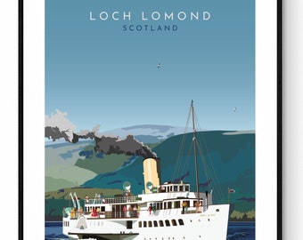 Maid Of The Loch, Loch Lomond, Scotland. Vintage Travel Poster.